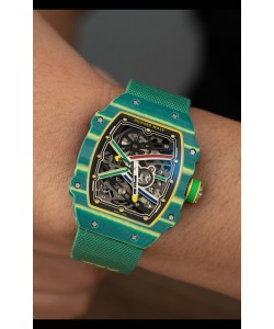 Montre Richard Mille Super Clone RM67-02 Wayde Van Niekerk Carbone Vert TPT 37 Grammes Bracelet Vert