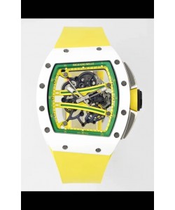 Richard Mille Super Clone RM61-01 Céramique blanche Bracelet jaune Montre Suisse Réplique