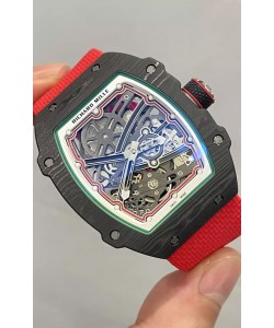 Montre Richard Mille Super Clone RM67-02 Carbone Noir TPT 37 Grammes Bracelet Rouge