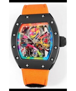 Richard Mille Super Clone RM68-01 Tourbillon Suisse Boîtier Céramique Noire Bracelet Nylon Réplique