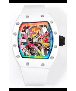 Richard Mille Super Clone RM68-01 Boîtier en céramique blanche Tourbillon Suisse Réplique