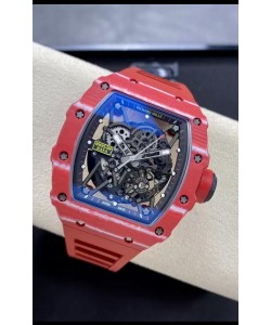 Richard Mille RM35-02 Rafael Nadal Boîtier en fibre de carbone rouge Montre Tourbillon Super Clone Authentique