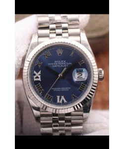Montre Rolex Datejust 36MM Mouvement Cal.3135 Réplique Suisse en acier 904L Cadran bleu romain