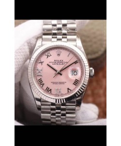 Montre Rolex Datejust 36MM Mouvement Cal.3135 Réplique Suisse en acier 904L cadran rose 