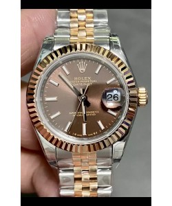 Rolex Datejust Super Clone Cadran marron Montre bicolore Or rose 28 mm