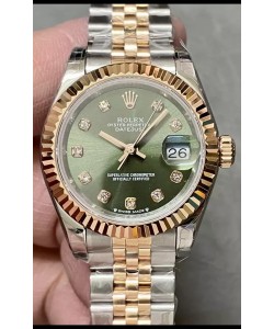 Rolex Datejust Super Clone Cadran vert Montre en or rose bicolore 28 mm