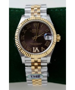 Rolex Datejust Cal.3235 Mouvement Super Clone Montre bicolore or rose et rose 31 mm Cadran marron