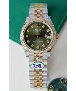 Rolex Datejust Cal.3235 Mouvement Super Clone Or rose 2 tons 31 mm Cadran vert 