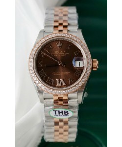 Rolex Datejust Cal.3235 Mouvement Super Clone Or rose 2 tons 31 mm Cadran marron