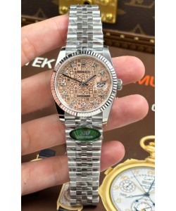 Rolex Datejust Super Clone Cal.3235 Cadran informatique rose Boîtier en acier Montre 36 mm