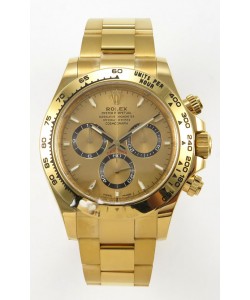Rolex Daytona Super Clone 116508 Or Jaune - Cadran Or Mouvement Cal.4131 d'origine