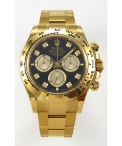 Rolex Daytona Super Clone 116508 Or Jaune - Cadran Noir Mouvement d'origine Cal.4131