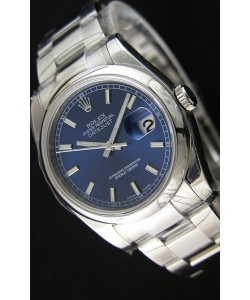 Montre Rolex Datejust 36 mm Cal.3135 Mouvement Suisse à Cadran bleu et Bracelet Oyster Répliquée — Montre en acier ultime 904 L 