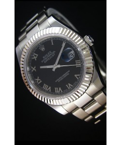 Rolex Datejust II 41MM avec Mouvement Cal.3136  Montre Réplique Suisse En cadran noir avec Chiffres romains