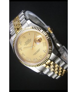 Rolex Datejust Montre Réplique avec Cadran en Or romain 36MM avec Mouvement Suisse 3135