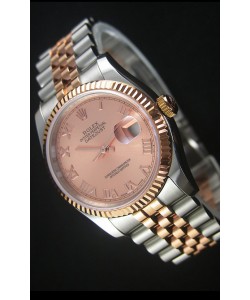 Rolex Datejust Montre Réplique avec Cadran romain en Or Rose 36MM avec Mouvement Suisse 3135