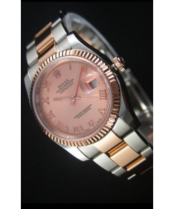 Rolex Datejust Montre Réplique avec Cadran romain en Or Rose 36MM avec Mouvement Suisse 3135