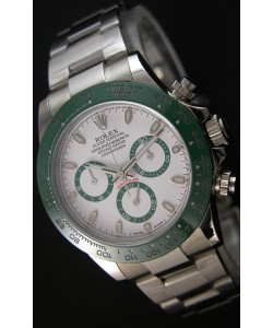 Rolex Cosmograph Daytona Cadran Blanc Vert Céramique Mouvement Original Cal.4130- Montre Ultime Acier 904L 