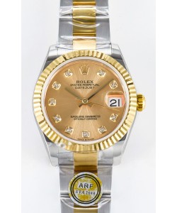 Rolex Super Clone Datejust ETA 2688 Mouvement 31MM Deux tons Or Jaune Suisse Cadran Or