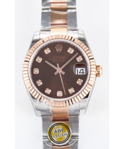 Rolex Super Clone Datejust ETA 2688 Mouvement 31MM Bicolore Or Rose Suisse Cadran Brun