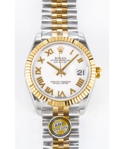 Rolex Super Clone Datejust ETA 2688 Mouvement 31MM Or jaune bicolore Cadran blanc suisse