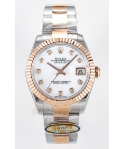 Rolex Super Clone Datejust ETA 2688 Mouvement 31MM Or Rose bicolore Cadran blanc