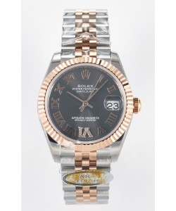 Rolex Super Clone Datejust ETA 2688 Mouvement 31MM Or Rose bicolore Cadran Gris Suisse
