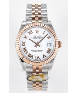 Rolex Super Clone Datejust ETA 2688 Mouvement 31MM Or Rose bicolore Suisse Cadran Blanc