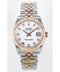 Rolex Super Clone Datejust ETA 2688 Mouvement 31MM Or Rose bicolore Suisse Cadran Blanc