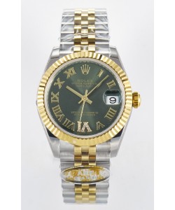 Rolex Super Clone Datejust ETA 2688 Mouvement 31MM or jaune bicolore cadran vert suisse 