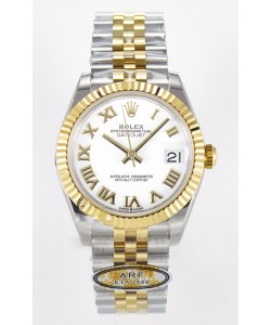 Rolex Super Clone Datejust ETA 2688 Mouvement 31MM Or Jaune Bicolore Cadran Blanc Suisse