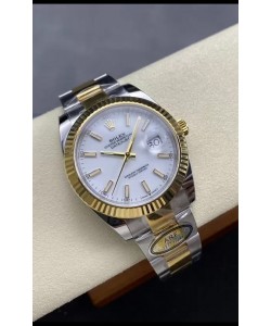Rolex Datejust M126333 41MM ETA3235 72 Hours Power Cadran blanc Oyster Réplique 1:1 Or jaune Acier 904L