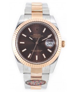 Rolex Datejust M126333 41MM ETA3235 72 Hours Power Cadran Brun Huitre Réplique 1:1 Or Rose Acier 904L 