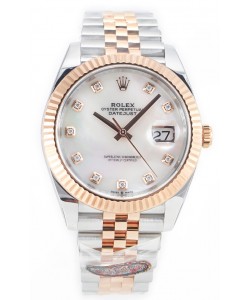Rolex Datejust M126333 41MM ETA3235 72 Heures Puissance Cadran Perle Jubilé Réplique 1:1 Or Rose Acier 904L 
