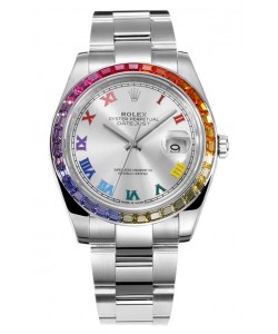 Rolex Datejust 41MM Réplique Montre Suisse - Acier 904L lunette arc-en-ciel 