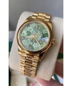 Rolex Datejust M278248 31MM Réplique Suisse en Or - Cadran à Motif Vert Qualité Miroir 1:1