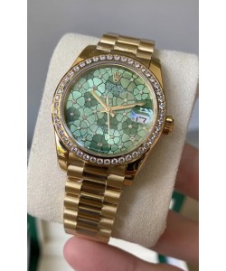 Rolex Datejust M278248 31MM Réplique Suisse en Or - Cadran Vert Motif Qualité Miroir 1:1