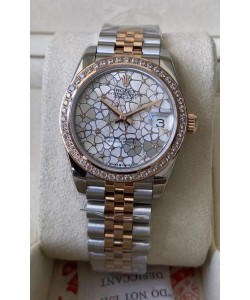 Rolex Datejust M278381RBR 31MM Réplique Suisse Or Rose bicolore - Cadran à motifs floraux Qualité miroir 1:1
