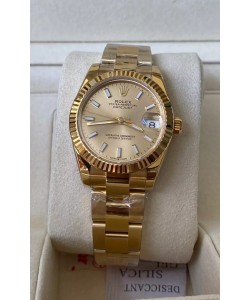 Rolex Datejust 278278 31MM Réplique Suisse en Acier 904L Boîtier or jaune avec index bâtons Qualité miroir 1:1 