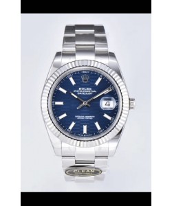 Rolex Datejust Mouvement Cal.3235 Réplique 1:1 Acier 904L 41MM - Cadran à motif cannelé bleu