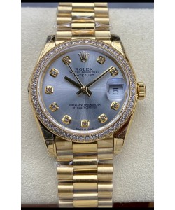 Rolex Datejust 31MM Montre Suisse en Acier 904L Or Jaune Cadran Réplique 1:1 