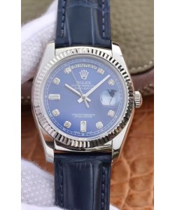 Montre Rolex Day Date 904L acier cadran bleu 36MM - Qualité miroir 1:1 
