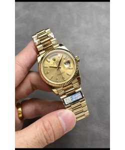 Rolex Day Date Super Clone Or Jaune Montre Boîtier et Cadran Cristal Numérique 36MM - Montre réplique 1:1