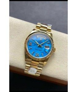 Rolex Day Date Montre en or jaune 18 carats sertie de turquoises 36 mm - Réplique de montre 1:1 