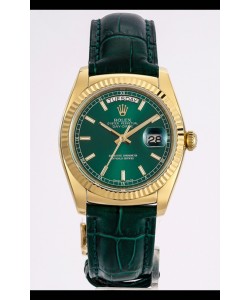 Rolex Day Date Montre boîtier acier 904L or jaune cadran vert 36MM - Qualité miroir 1:1