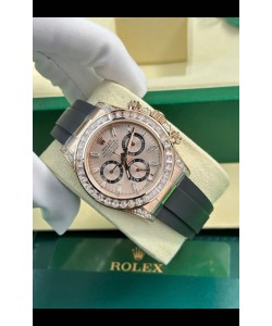 Rolex Daytona Super Clone Or Rose Boîtier et Cadran Mouvement Cal.4131 Montre Personnalisée Lunette Saphirs