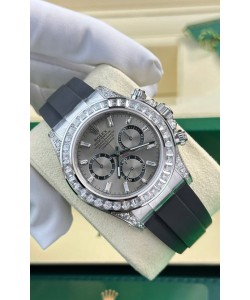 Rolex Daytona Super Clone Or Blanc Boîtier Acier Cadran Mouvement Cal.4131 Lunette Saphirs Personnalisée
