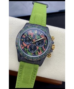 Rolex Daytona DiW Military Green Edition Watch - Montre à boîtier en carbone forgé, réplique miroir 1:1