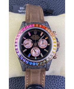 Rolex Daytona DiW Edition Carbone Lunette Arc-en-ciel - Boîtier Carbone Forgé Bracelet Kaki Réplique 1:1 