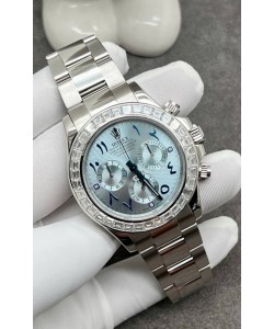 Rolex Cosmograph Daytona ICE Cadran Bleu Lunette Diamants Mouvement Cal.4130 - Montre Acier 904L